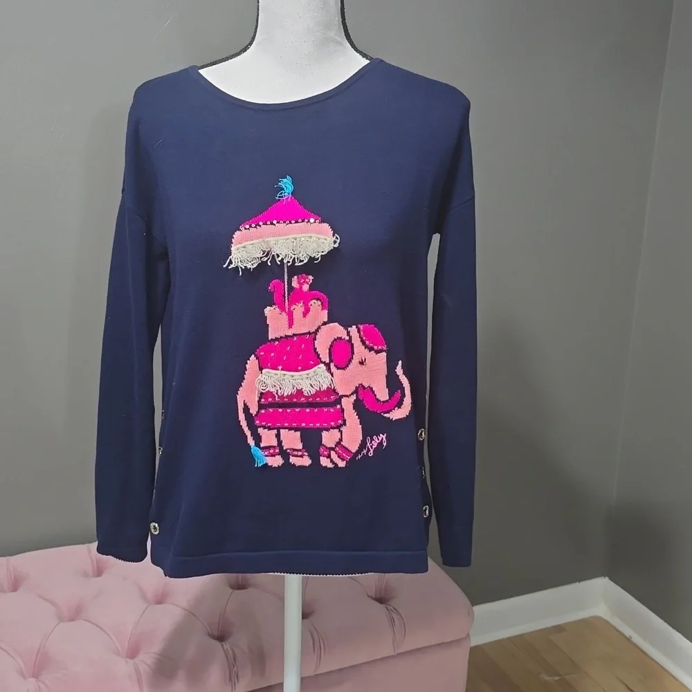 nwt Lilly pulitzer elephant intarsnia sweater xxs
